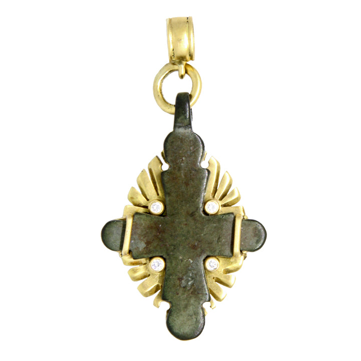 Ancient Byzantine Bronze Cross in 18kt - Cedar Chest Sanibel