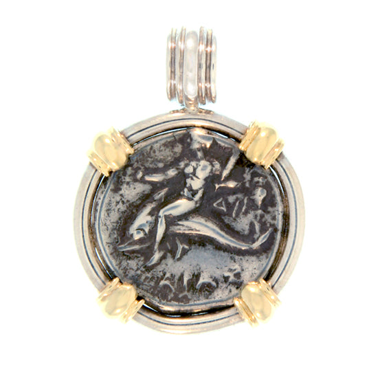 Ancient Greek Nomos &quot;Boy on Dolphin&quot; Coin Pendant