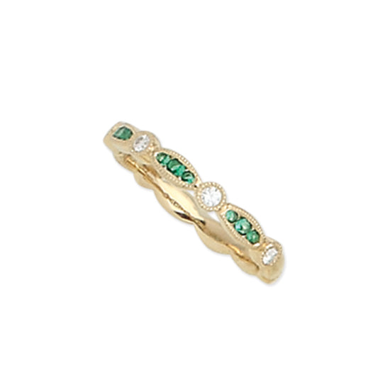 Emerald and Diamond Stack Ring