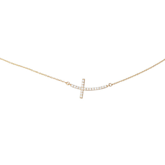 14K Solid Gold Sideways Cross Necklace (yellow, white, rose gold) – Karma  Blingz