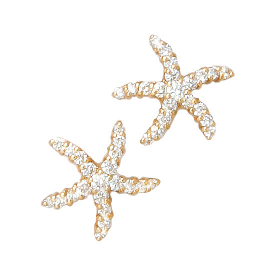 Starfish Earrings, 14Kt &amp; Diamonds