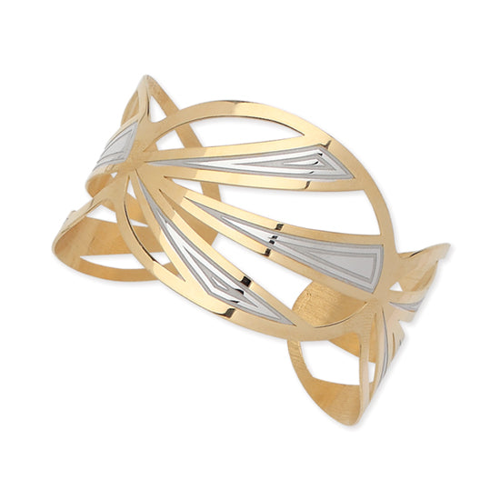 Sterling Silver and Yellow Gold Plated Cuff Bracelet.