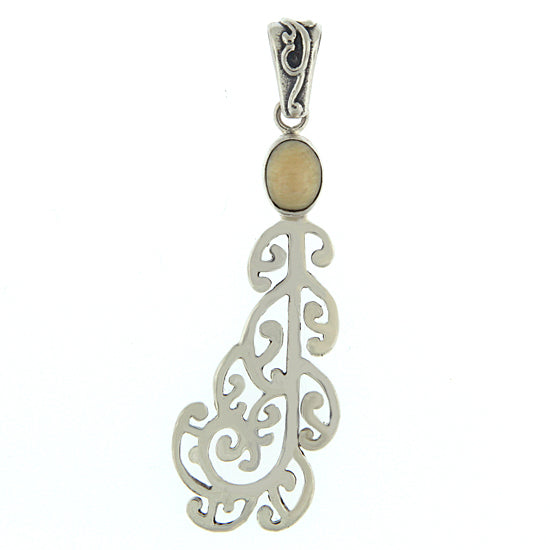 Sterling Silver and Ivory &quot;Moon Dance&quot; Swirl Pendant by Zealandia