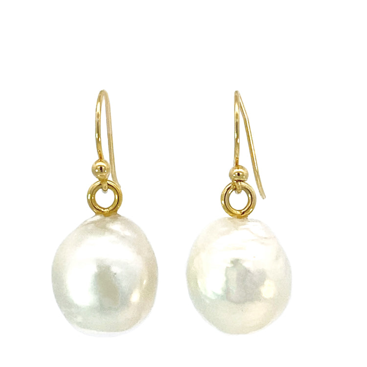 Baroque Freshwater Pearl Drop Earrings, 14Kt