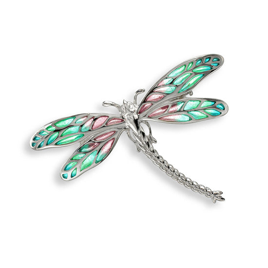 Plique-a-Jour Enamel on Sterling Silver Dragonfly Brooch-Turquoise. Pendant converter included. By Nicole Barr Jewelry.