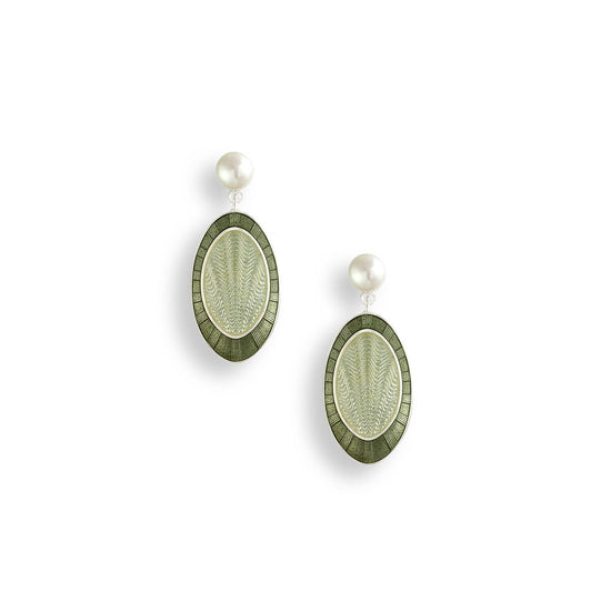 Sterling Green Oval Earrings