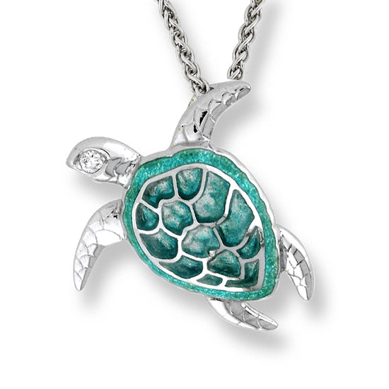 Honu Sea Turtle Necklace, Sterling Silver Turtle Pendant- Turtle Medal –  Big Blue by Roland St John