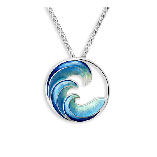 Wave Necklace, Sterling and Enamel