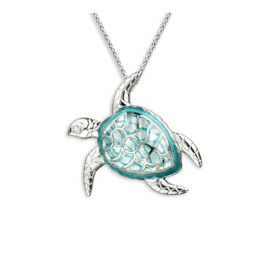 Sterling Green Turtle Necklace