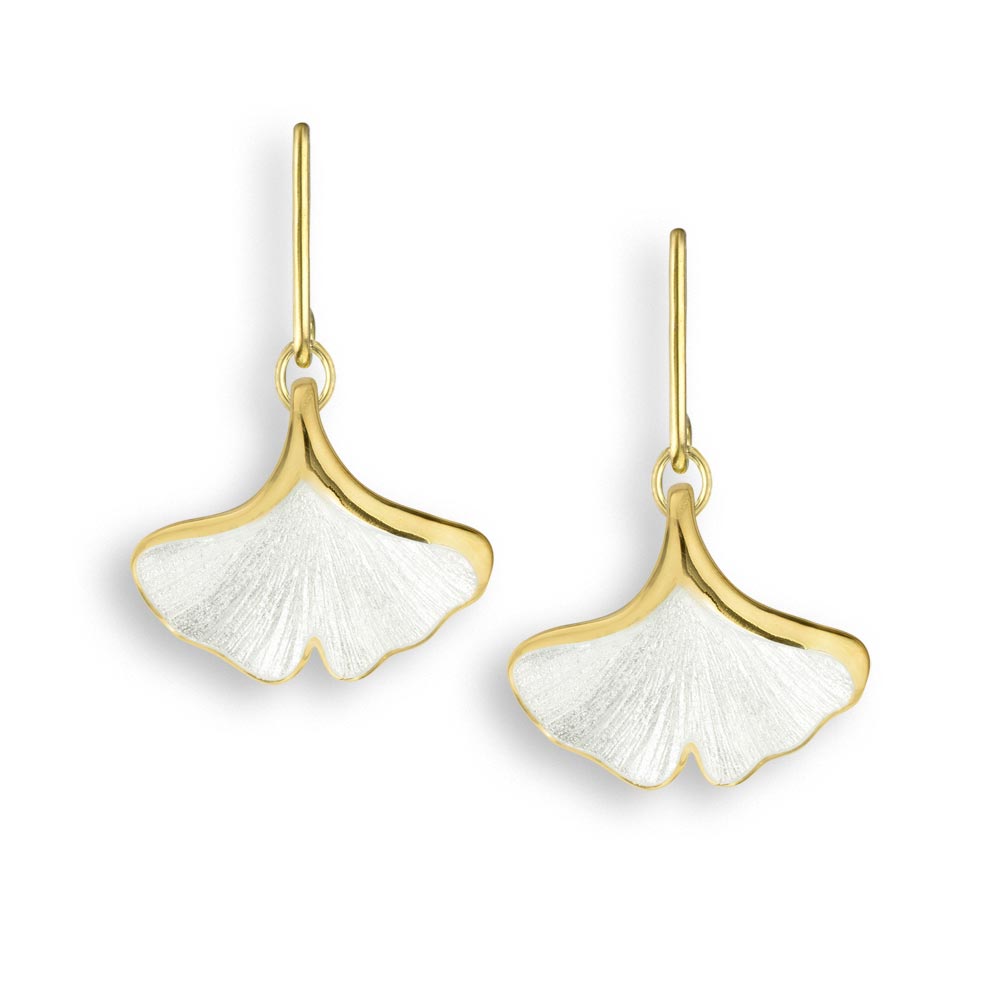 White Gingko Leaf Earrings