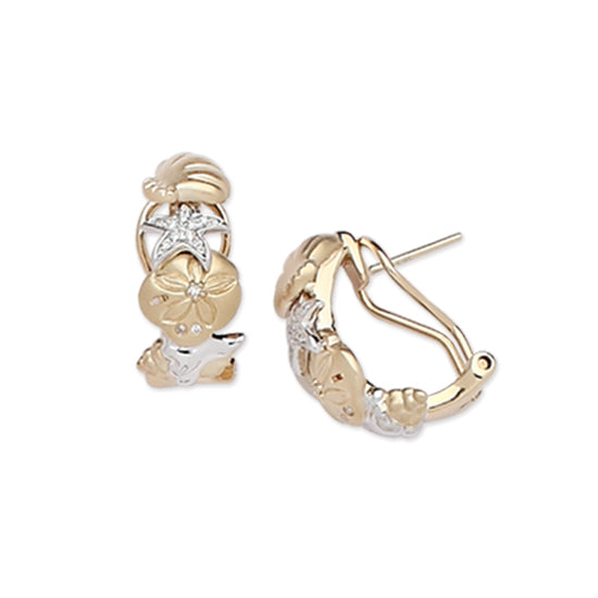 Shell Earrings, 14Kt &amp; Diamonds