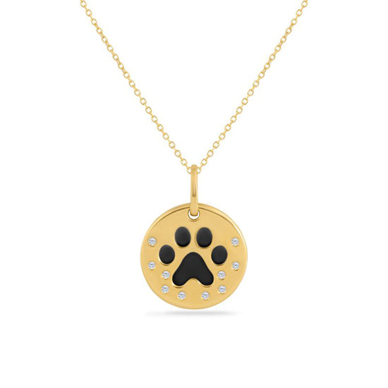 Paw Print Necklace, 14Kt
