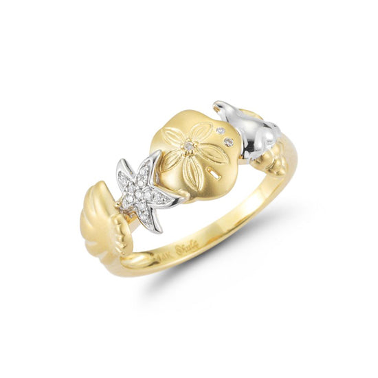 Shell Inspired Diamond Rings Multi Shell Ring, 14Kt and Diamonds - Cedar Chest Sanibel