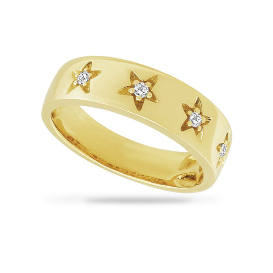Diamond Star Band Ring, 14Kt