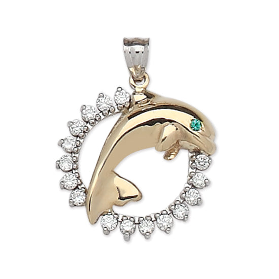 Dolphin in Diamond Hoop Pendant