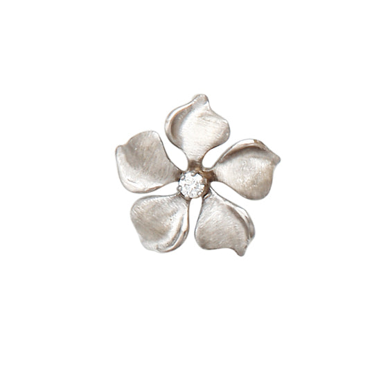 Medium 14Kt White Gold Periwinkle Flower Pendant