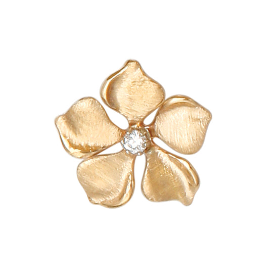 Large 14Kt Yellow Gold Periwinkle Flower Pendant
