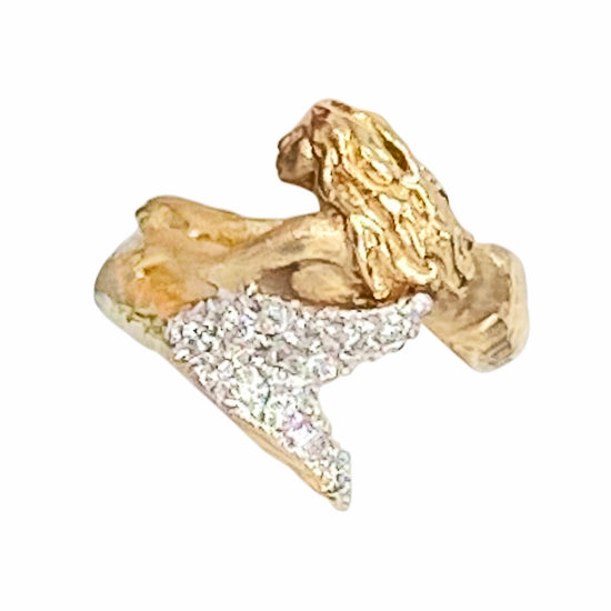 14Kt Mermaid Ring with Pave' Diamond Tail