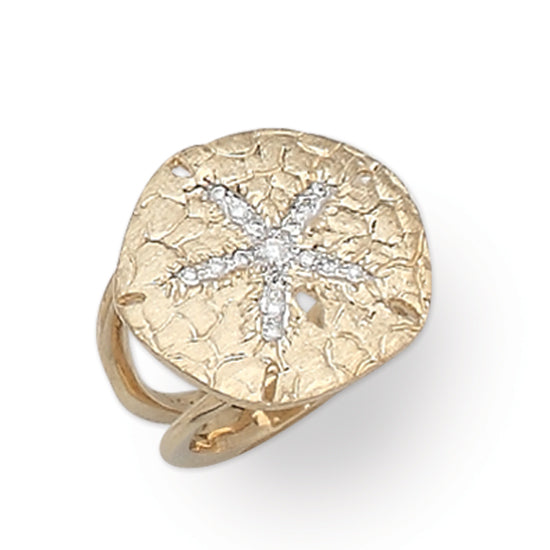14Kt Sand Dollar Ring with Diamonds
