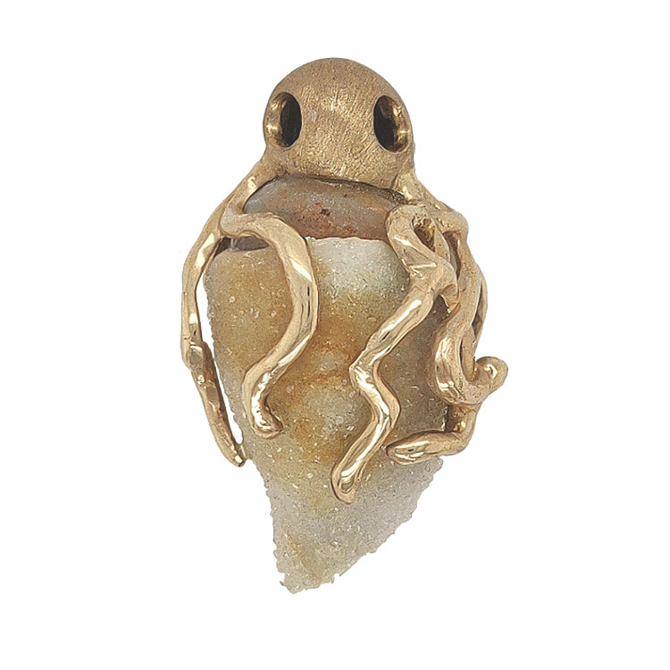 Druzy Shell and Octopus Pendant