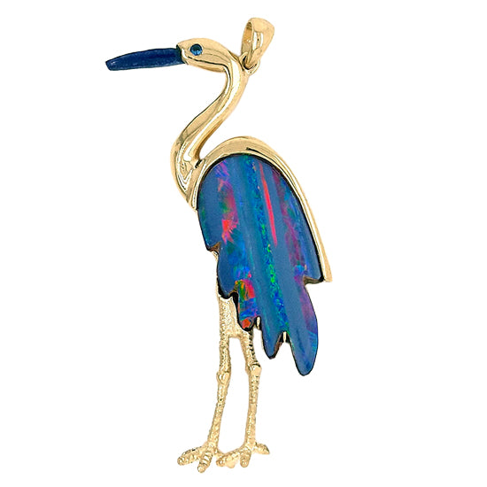 &quot;My Blue Heron&quot; Opal Pendant